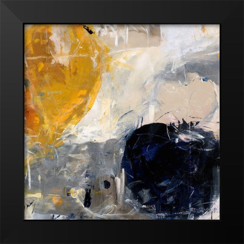 Gold Grey and Blue Black Modern Wood Framed Art Print by Maas, Jodi