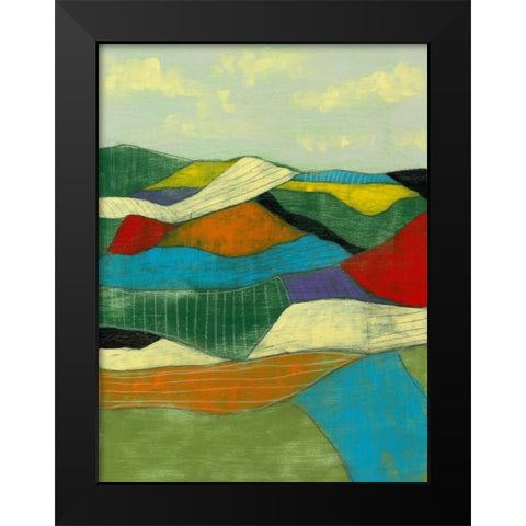 Patchwork Fields I Black Modern Wood Framed Art Print by Goldberger, Jennifer