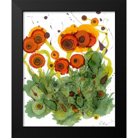 Poppy Whimsy VII Black Modern Wood Framed Art Print by Baynes, Cheryl