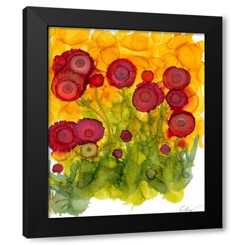 Poppy Whimsy VIII Black Modern Wood Framed Art Print with Double Matting by Baynes, Cheryl