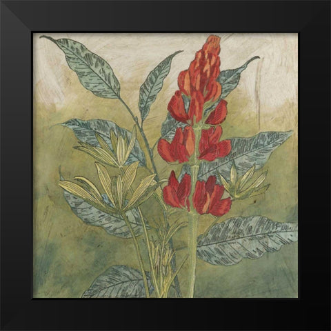 Crimson Tropical II Black Modern Wood Framed Art Print by Meagher, Megan