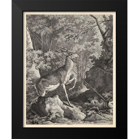 Woodland Deer VII Black Modern Wood Framed Art Print by Ridinger