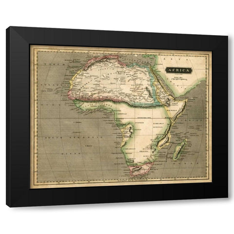 Thomsons Map of Africa Black Modern Wood Framed Art Print by Thomson
