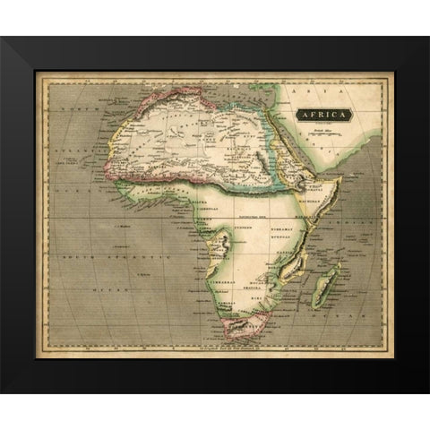 Thomsons Map of Africa Black Modern Wood Framed Art Print by Thomson