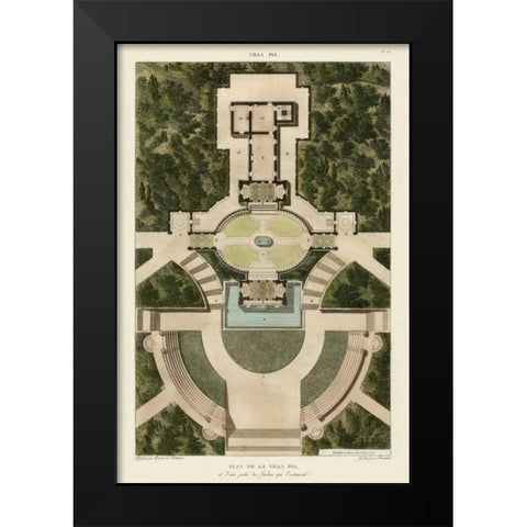 Plan De La Villa Pia Black Modern Wood Framed Art Print by Bonnard