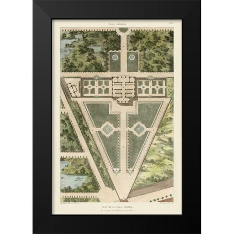 Plan De La Villa Negroni Black Modern Wood Framed Art Print by Bonnard