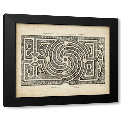 Garden Parterre I Black Modern Wood Framed Art Print with Double Matting by d Argenville, DeZallier