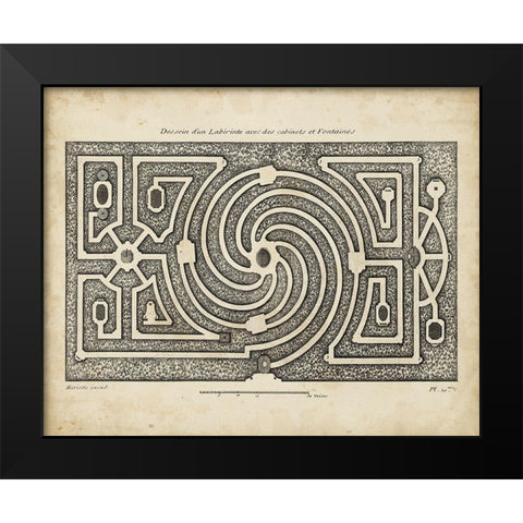 Garden Parterre I Black Modern Wood Framed Art Print by d Argenville, DeZallier