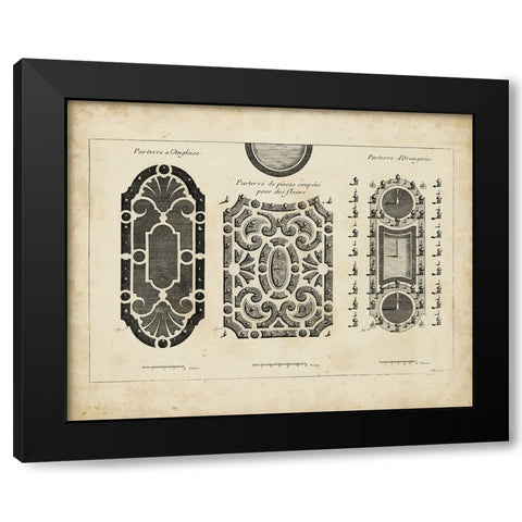 Garden Parterre II Black Modern Wood Framed Art Print with Double Matting by d Argenville, DeZallier
