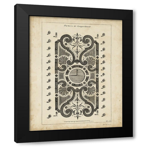 Garden Parterre VII Black Modern Wood Framed Art Print with Double Matting by d Argenville, DeZallier