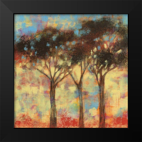 Kaleidoscope Trees I Black Modern Wood Framed Art Print by Goldberger, Jennifer