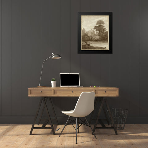 Monkey Island Black Modern Wood Framed Art Print by Cooke, W.