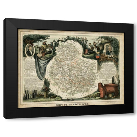Atlas Nationale Illustre IX Black Modern Wood Framed Art Print with Double Matting by Levasseur, Victor
