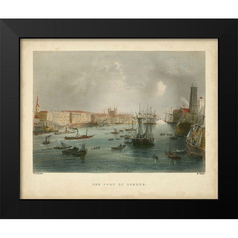 The Port of London Black Modern Wood Framed Art Print by Bartlett, William H.