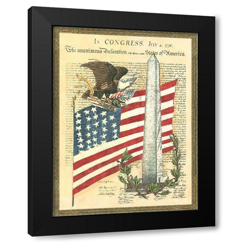 Proud to be an American II Black Modern Wood Framed Art Print with Double Matting by Bookman, D.