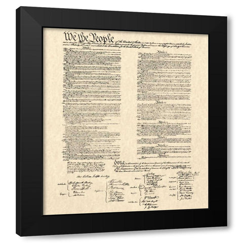 Constitution Document Black Modern Wood Framed Art Print by Continental Congress