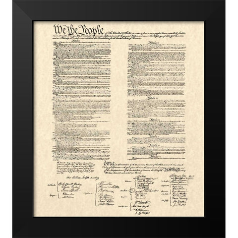 Constitution Document Black Modern Wood Framed Art Print by Continental Congress