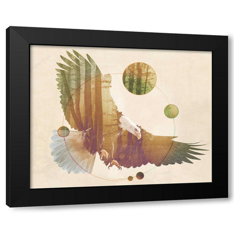 Double Exposure Wildlife Art - Eagle Black Modern Wood Framed Art Print with Double Matting by Circle Art Group