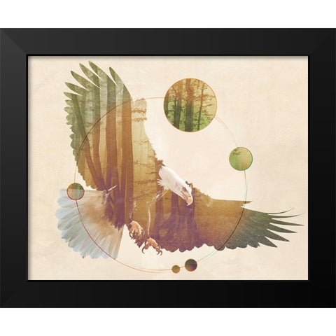 Double Exposure Wildlife Art - Eagle Black Modern Wood Framed Art Print by Circle Art Group