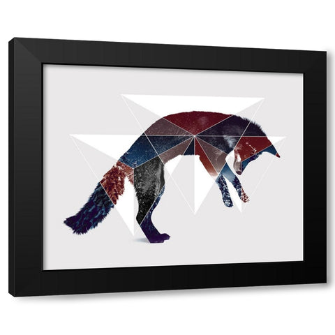 Fox Double Exposure Wildlife Art I Black Modern Wood Framed Art Print by Circle Art Group