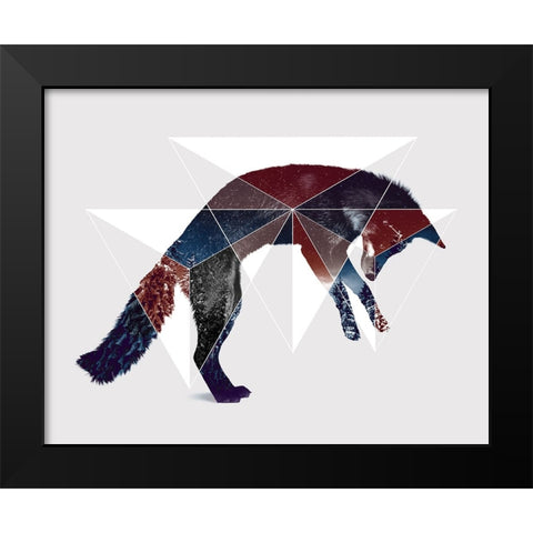 Fox Double Exposure Wildlife Art I Black Modern Wood Framed Art Print by Circle Art Group