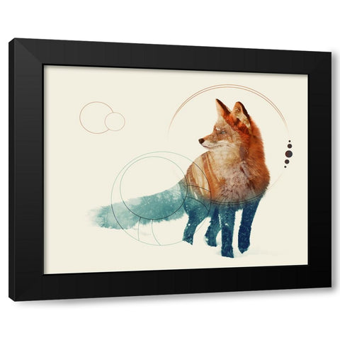 Fox Double Exposure Wildlife Art II Black Modern Wood Framed Art Print by Circle Art Group