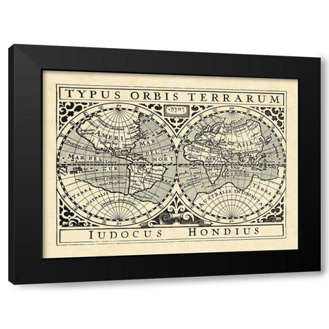 Vintage Maps I Black Modern Wood Framed Art Print with Double Matting by Vision Studio