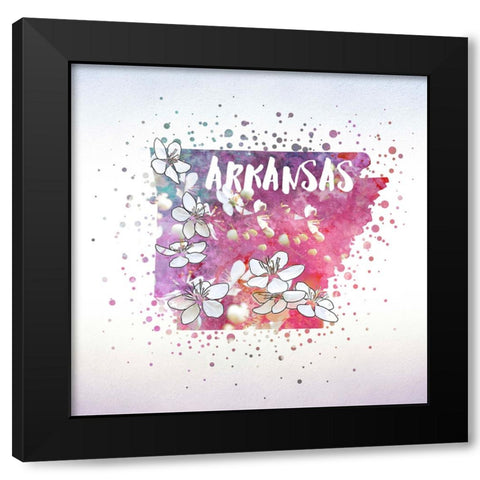 Arkansas State Flower (Apple Blossom) Black Modern Wood Framed Art Print by Inner Circle