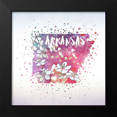 Arkansas State Flower (Apple Blossom) Black Modern Wood Framed Art Print by Inner Circle