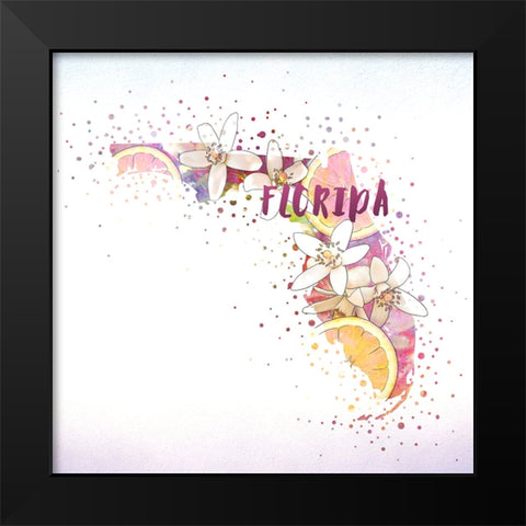 Florida State Flower (Orange Blossom) Black Modern Wood Framed Art Print by Inner Circle