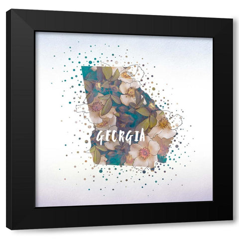 Georgia State Flower (Cherokee Rose) Black Modern Wood Framed Art Print with Double Matting by Inner Circle
