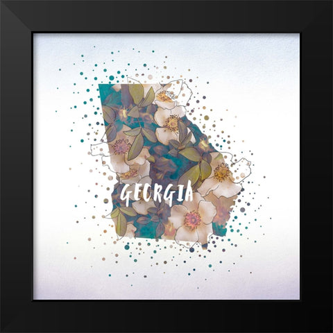 Georgia State Flower (Cherokee Rose) Black Modern Wood Framed Art Print by Inner Circle