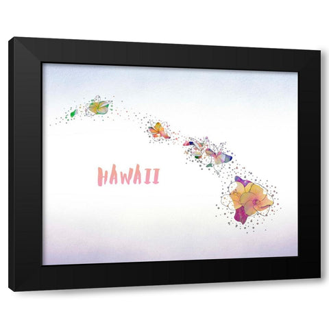Hawaii State Flower (Hawaiian Hibiscus) Black Modern Wood Framed Art Print by Inner Circle
