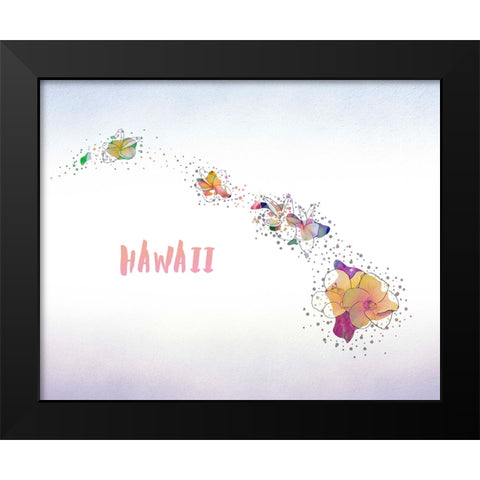 Hawaii State Flower (Hawaiian Hibiscus) Black Modern Wood Framed Art Print by Inner Circle