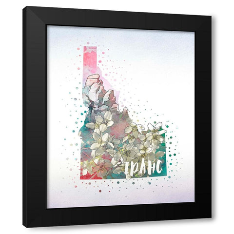 Idaho State Flower (Syringa) Black Modern Wood Framed Art Print by Inner Circle