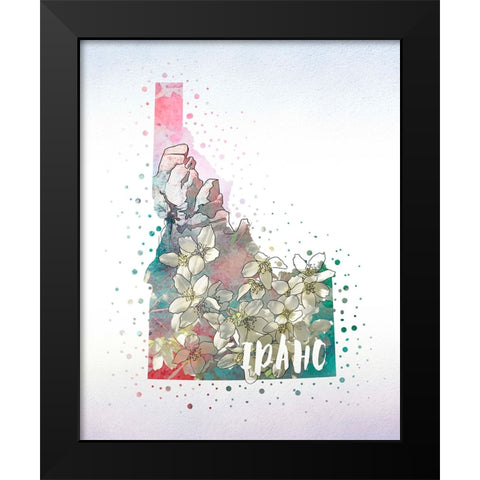 Idaho State Flower (Syringa) Black Modern Wood Framed Art Print by Inner Circle