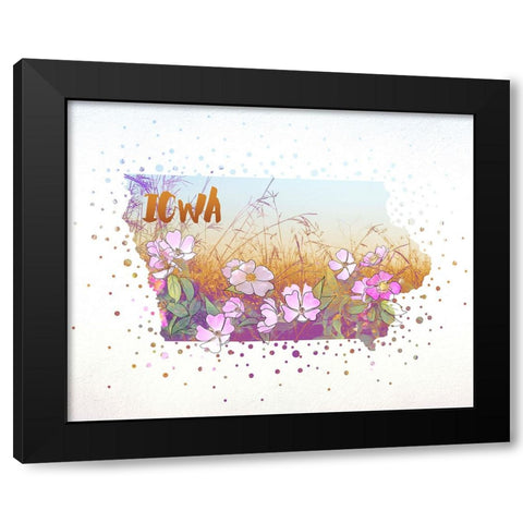 Iowa State Flower (Wild Rose) Black Modern Wood Framed Art Print with Double Matting by Inner Circle