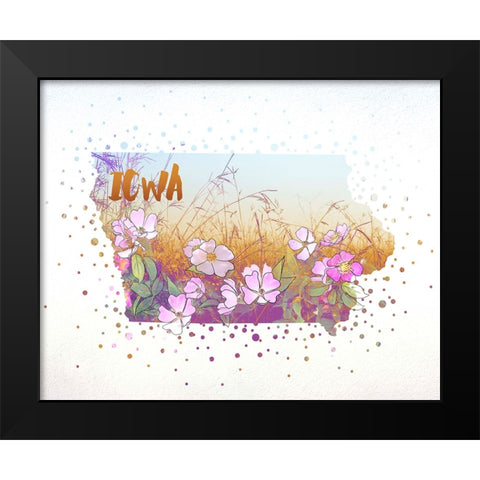 Iowa State Flower (Wild Rose) Black Modern Wood Framed Art Print by Inner Circle