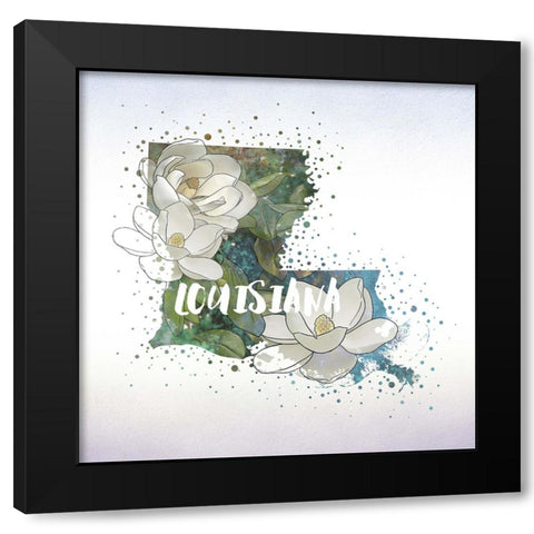 Louisiana State Flower (Magnolia) Black Modern Wood Framed Art Print with Double Matting by Inner Circle