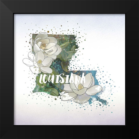 Louisiana State Flower (Magnolia) Black Modern Wood Framed Art Print by Inner Circle