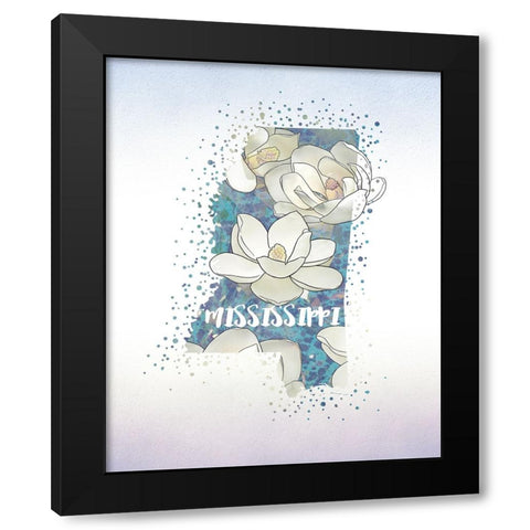 Mississippi State Flower (Magnolia) Black Modern Wood Framed Art Print by Inner Circle