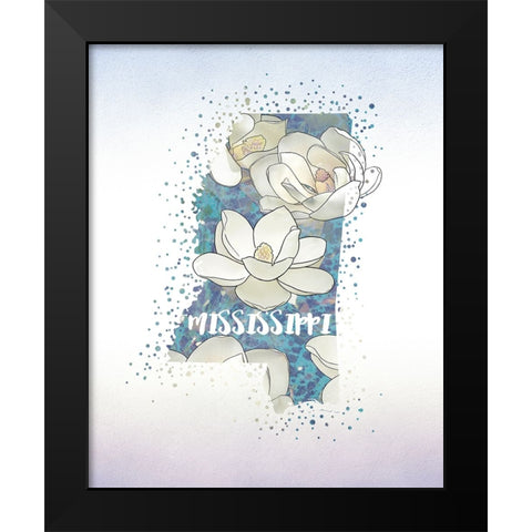 Mississippi State Flower (Magnolia) Black Modern Wood Framed Art Print by Inner Circle