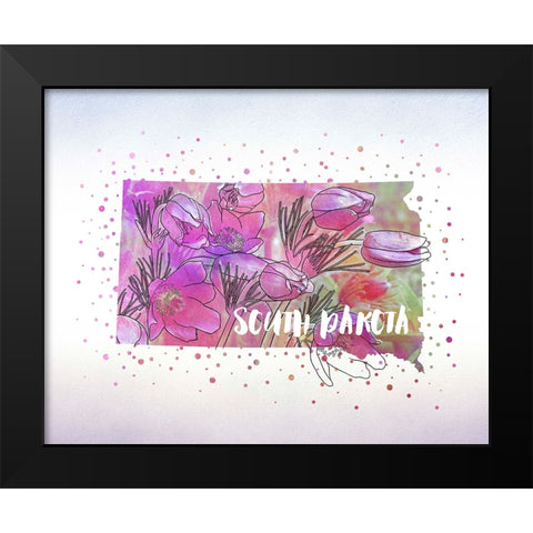 South Dakota State Flower (American Pasque) Black Modern Wood Framed Art Print by Inner Circle