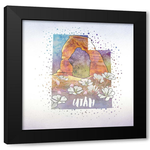 Utah State Flower (Sego Lily) Black Modern Wood Framed Art Print with Double Matting by Inner Circle