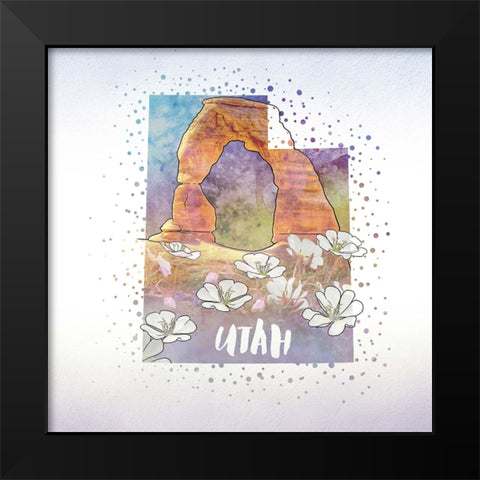 Utah State Flower (Sego Lily) Black Modern Wood Framed Art Print by Inner Circle