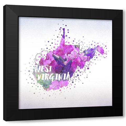 West Virginia State Flower (Big Laurel) Black Modern Wood Framed Art Print by Inner Circle