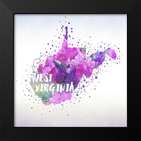 West Virginia State Flower (Big Laurel) Black Modern Wood Framed Art Print by Inner Circle