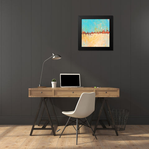 Red Horizon Black Modern Wood Framed Art Print by Circle Art Group