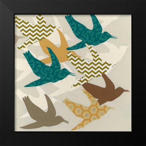 Patterned Flock I Black Modern Wood Framed Art Print by Vess, June Erica