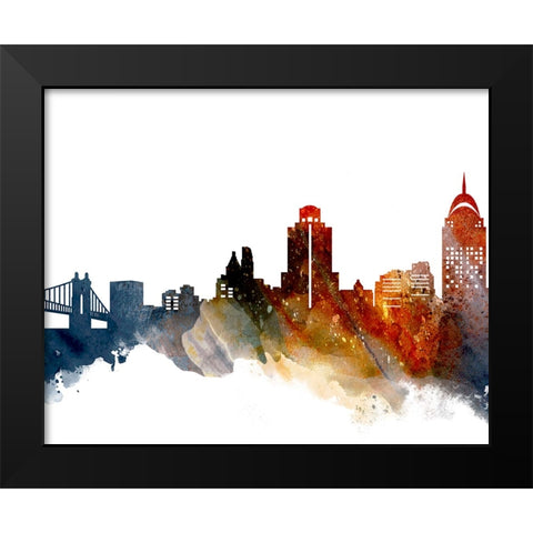 Cincinnati Watercolor Cityscape II Black Modern Wood Framed Art Print by Circle Art Group
